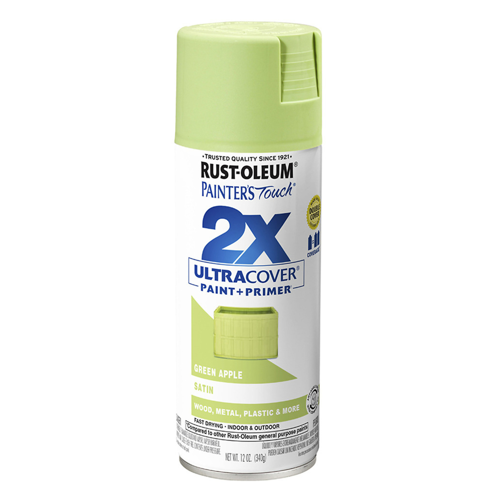 Rust-Oleum Painter's Touch 2X Spray Paint - Satin, Green Apple, 12 Oz., Model# 334070DS
